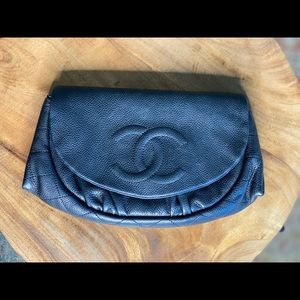 AUTHENTIC CHANEL HALF MOON BAG BLACK CAVIAR